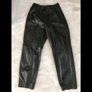 Vintage Green Genuine Leather Comint Pants